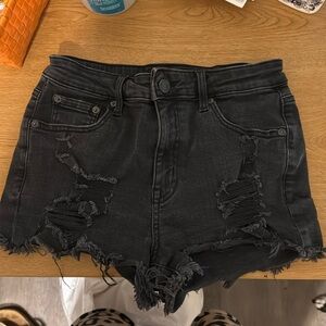High rise black Jean shorts